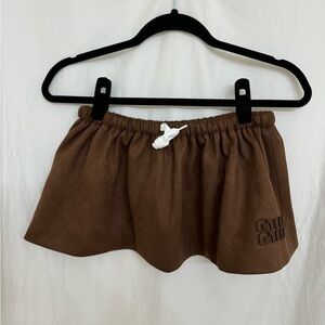 MIU MIU | NWOT | Drawstring Mini Skirt in Brown Suede